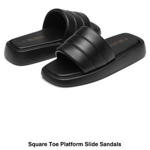 Dream Pairs Square Toe Platform Slide Sandals -Black Size 8 Brand New With Tags